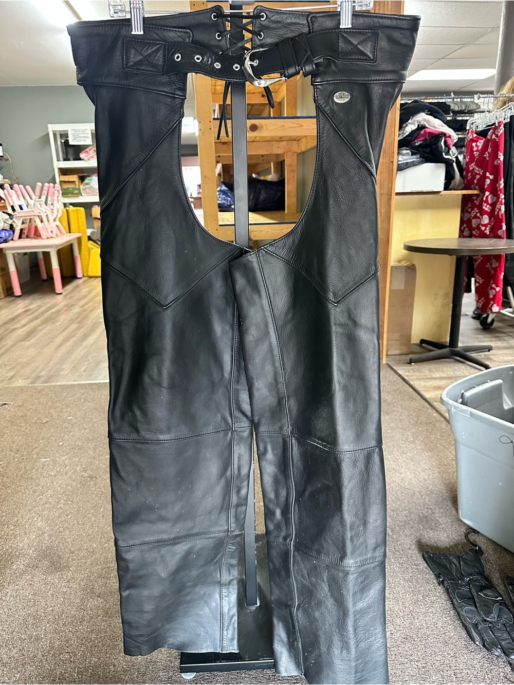 Black Harley- Davidson Leather Motorcycle Chaps